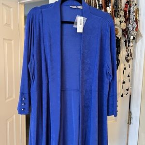 CHICOS Travelers jacket in Deep Amparo Blue.  New with tags attached.